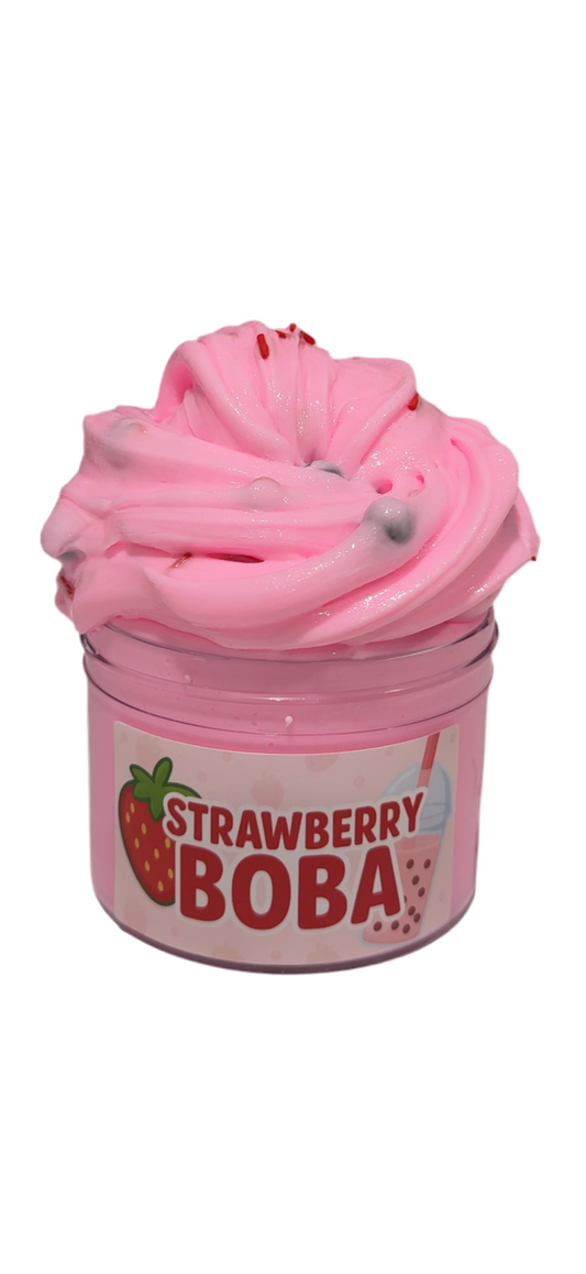 Strawberry Boba Slime – Thick & Glossy Strawberry ASMR Slime with Boba Pearls