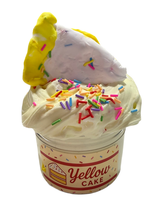 Yellow Cake 🍰 – Butter Slime with Marshmallow Foam Beads + Birthday Sprinkles