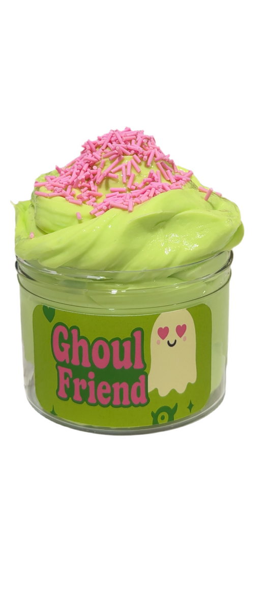 Ghoul-friend Halloween Slime – Neon Green Thick Glossy Slime, Tart Green Apple Scent + Pink Sprinkle Mix, Cute Girly