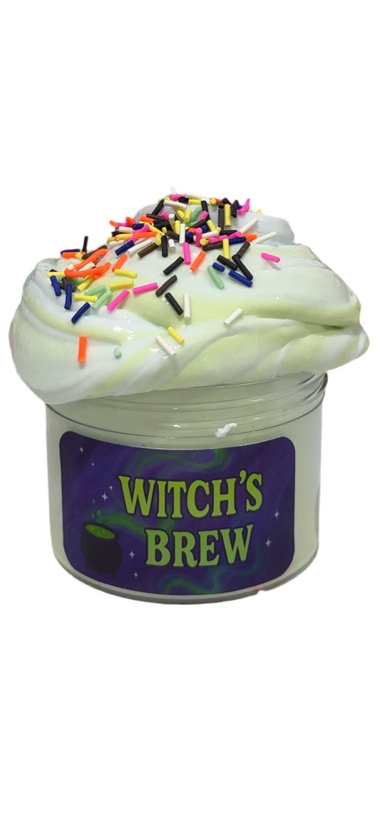 Witch’s Brew Halloween Slime – Thick Glossy Slime, Green & Pale Purple Swirl, Fall Spice Scent + Bright Halloween Sprinkles