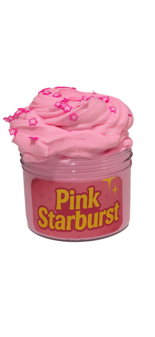 Pink Starburst Butter Slime – Strawberry Candy Scented Slime with Star Add-ins